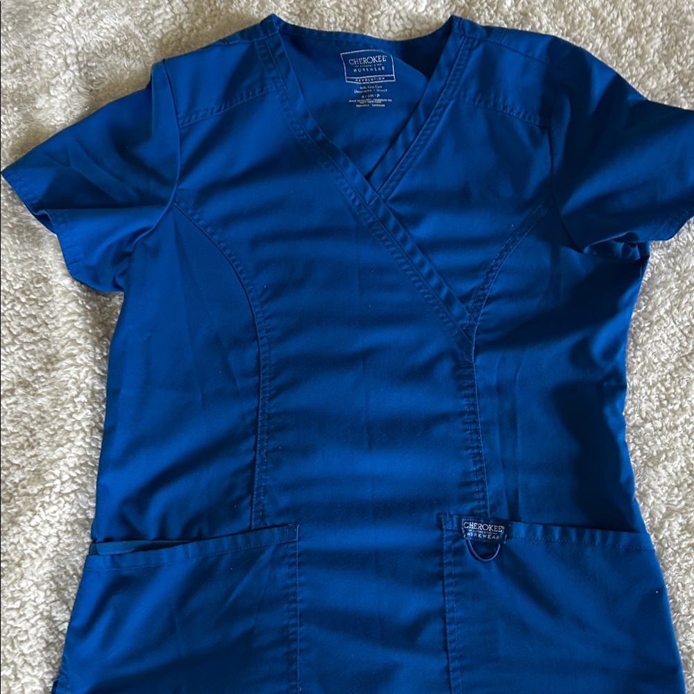 Cherokee Royal Blue V-Neck Scrub Top